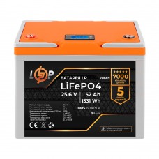 LiFePO4 акумулятор з LCD дисплеєм 24 В 52 Аг (BMS 60A/30А) пластик (20889) LogicPower