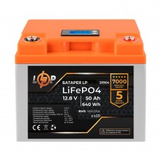 LiFePO4 акумулятор з LCD дисплеєм 12 В 50 Аг (BMS 50/25 А) пластик (20904) LogicPower