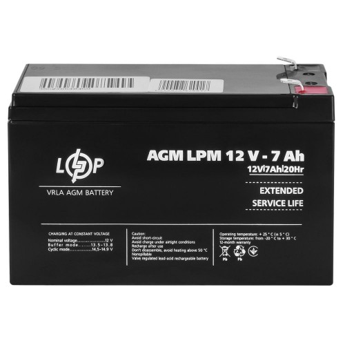 Акумулятор AGM 12 В 7 Аг (3862) LogicPower