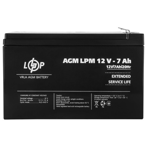 Акумулятор AGM 12 В 7 Аг (3862) LogicPower