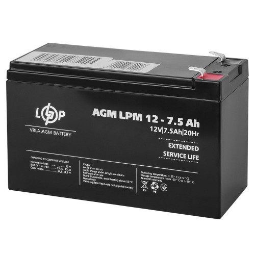 Акумулятор AGM 12 В 7,5 Аг (3864) LogicPower