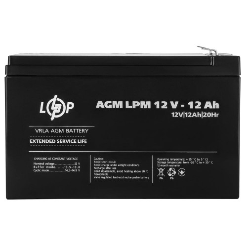 Акумулятор AGM 12 В 12 Аг (6550) LogicPower